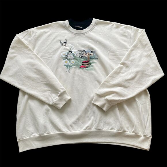 VTG Top Stitch Crewneck Sweater Grandma Cottage Autumn Cabincore Sz 3X - Picture 1 of 10